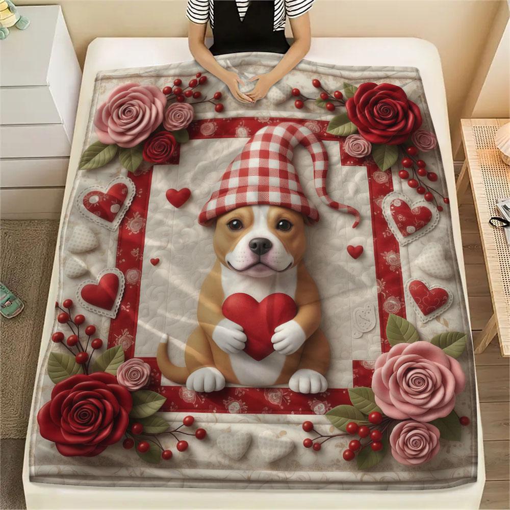 1Pc Quilteddogs Print Flannel Blanket, High quality Comfortable for All Seasons, Home Decor, Warmth and Comfort, Perfect for Christmas Gifts