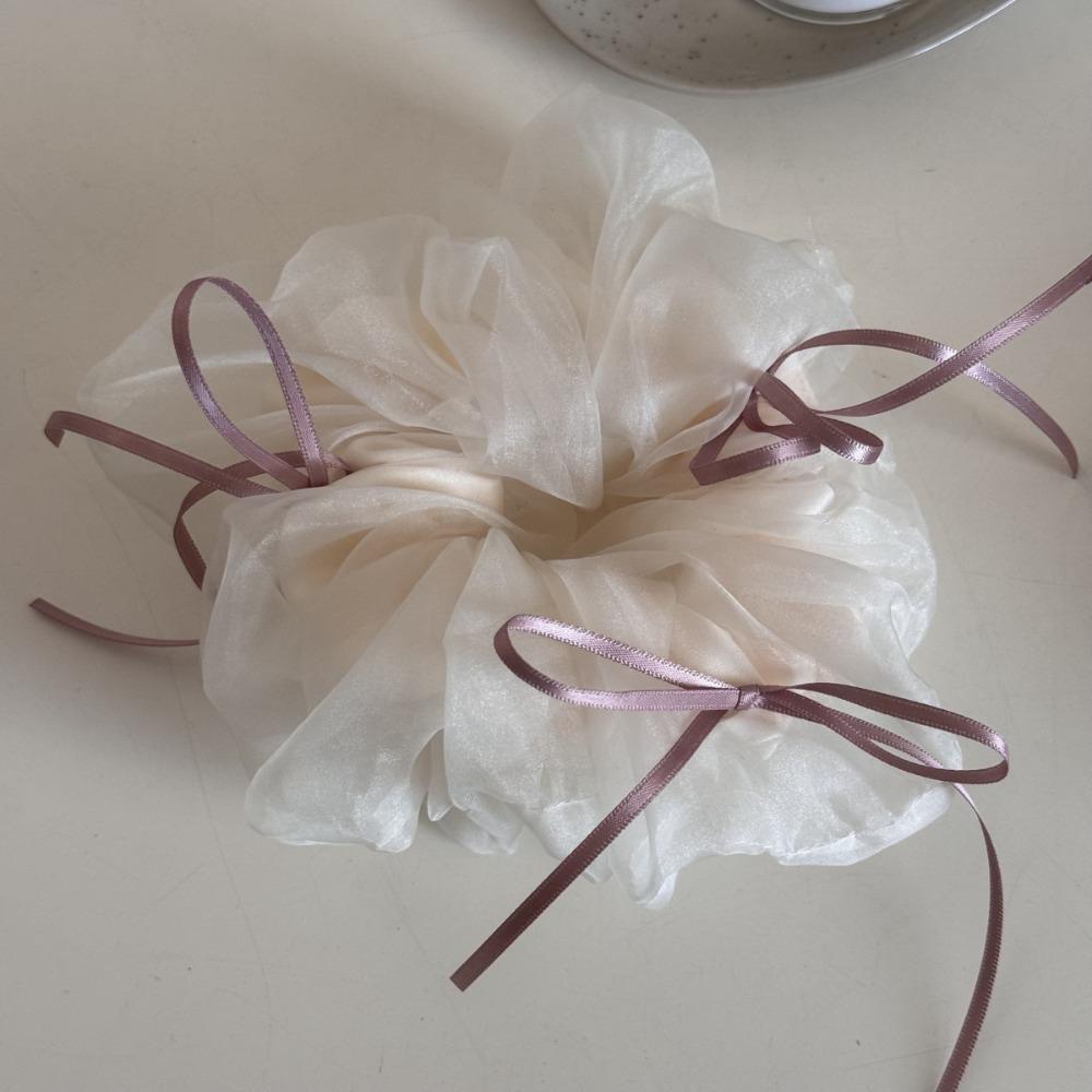Hair Accories Yarn Knot Hair Ties Ribbon Bowknot Large Elastic Tulle Scrunchie Korean Style Bowknot Hair Rope Women