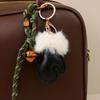 1Pcs Simple Birthday Christmas Pendant Cute Versatile Leather Glove Keychain Creative Metal Bell Braided Rope Bag Charm Decor