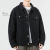 Černá džínová bunda Pánská Volná Ležérní Velká Velikost Tlustý Muž Tenká Všestranná Drsná Pohledná Pracovní Bunda Top