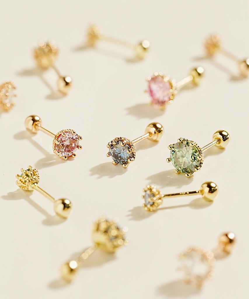 Minimalpiercing 14K Moissanite Diamond Queen Piercing Earrings