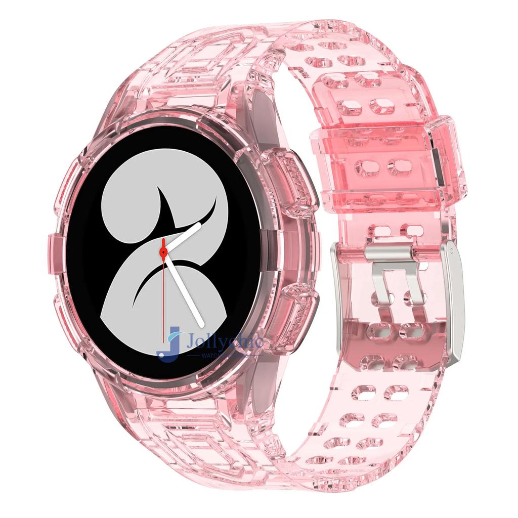 Case+Strap for Samsung Galaxy Watch 6 4 40mm 44mm Transparent Silicone Band Sport Bracelet Galaxy Watch 4 Classic 46 Accessories