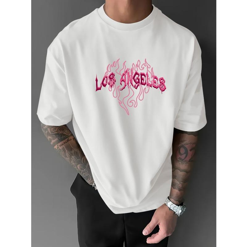 American Street Style Men's T-Shirt,Perfect for Travel, Trendy Outfits, and Social Gatherings, Machine Washable, with "Los Angeles"