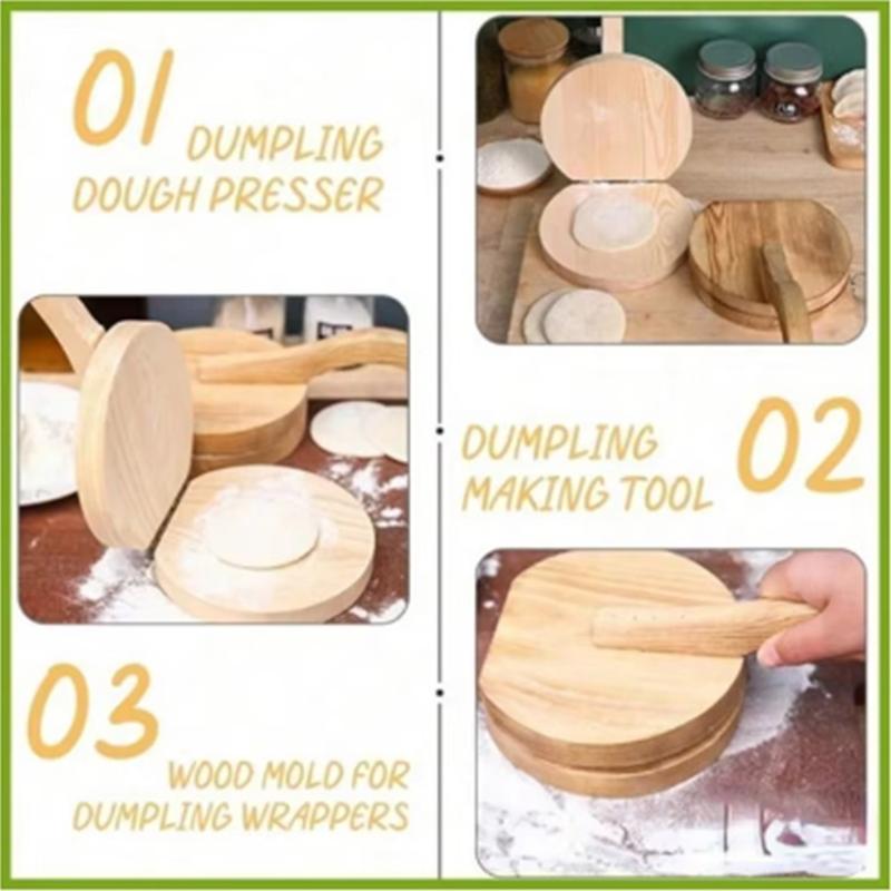 Solid Wood Dough Press Tool Quick Easy Dumpling Skin Presser Home Dumpling Wrapper Skin Making Mold Kitchen Pastry Baking Tools