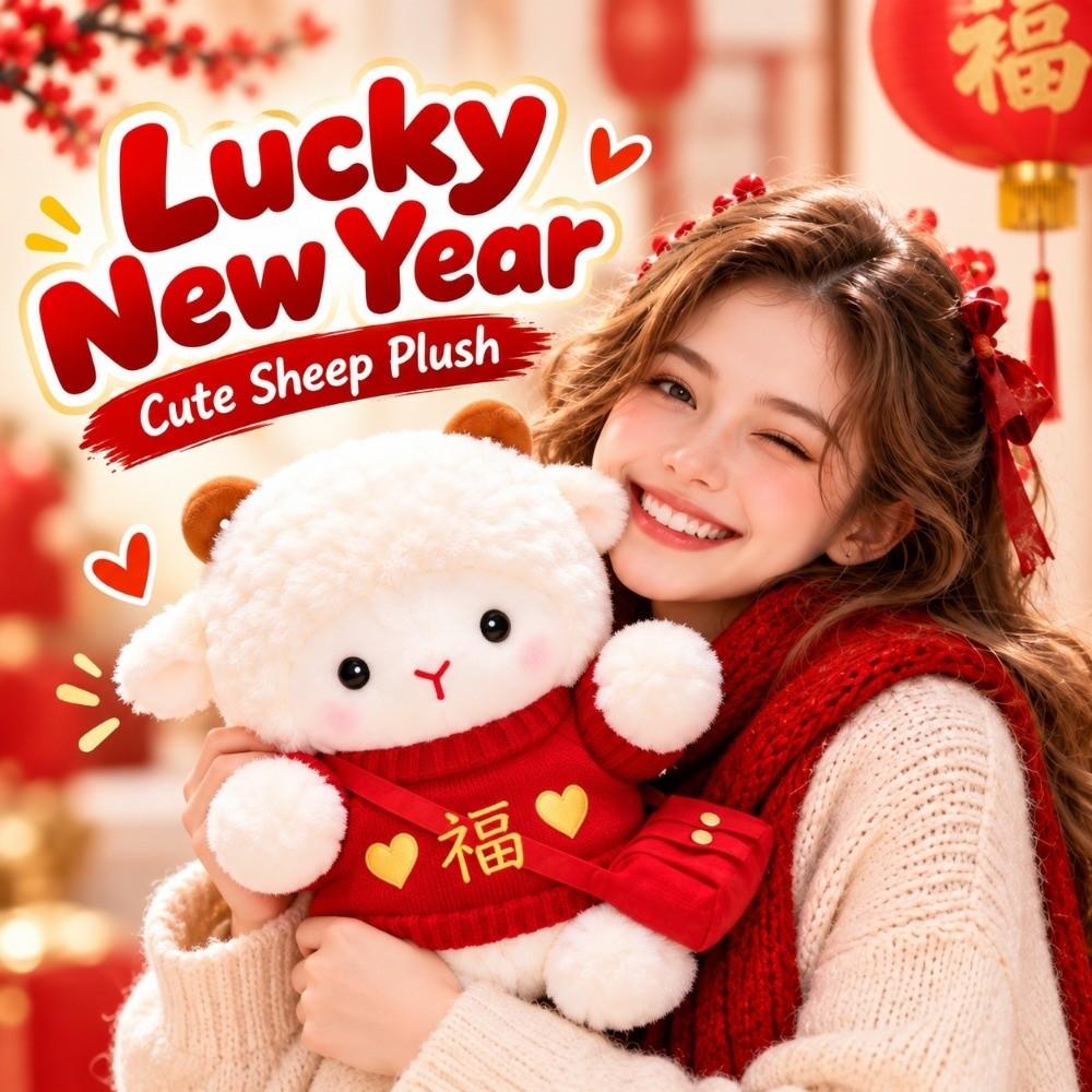 Sheep Design Sheep Plush Toy New Year Theme Plush Lamb Doll New Stuffed Animal Doll Birthday Gift