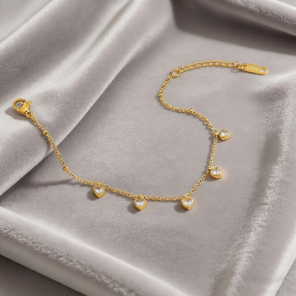 Non Tarnish Love Pendant Bracelets Adjustable Foot Chain Fashion Women's Bracelet  Birthday Gifts