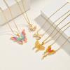 Stainless Steel Butterfly Charm Pendant Necklace for Women, Waterproof 18K Gold Plated Tarnish Free Summer Daily Layering