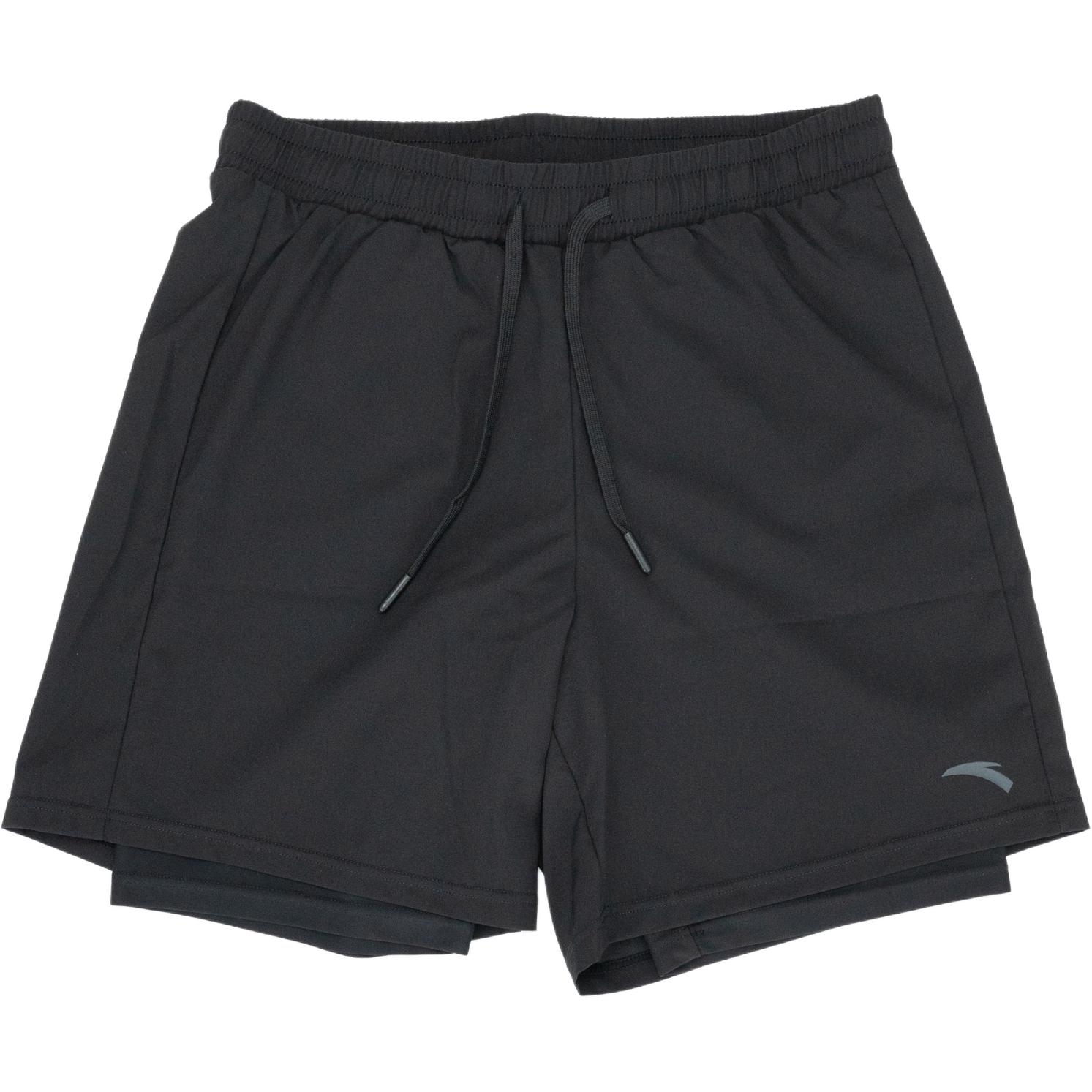 Anta Double Layer Anti-Embarrassment Sports Training Swimming Quick-Dry Loose Beach Shorts Men shorts Black 1825332424R-1 M