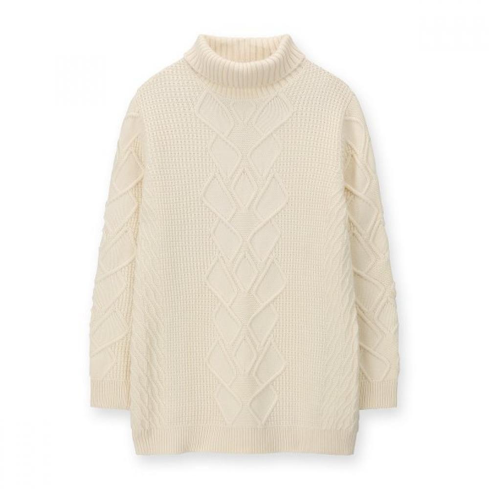 Furina Cashmere Wool Diamond Turtleneck Sweater Ivory/M (90)