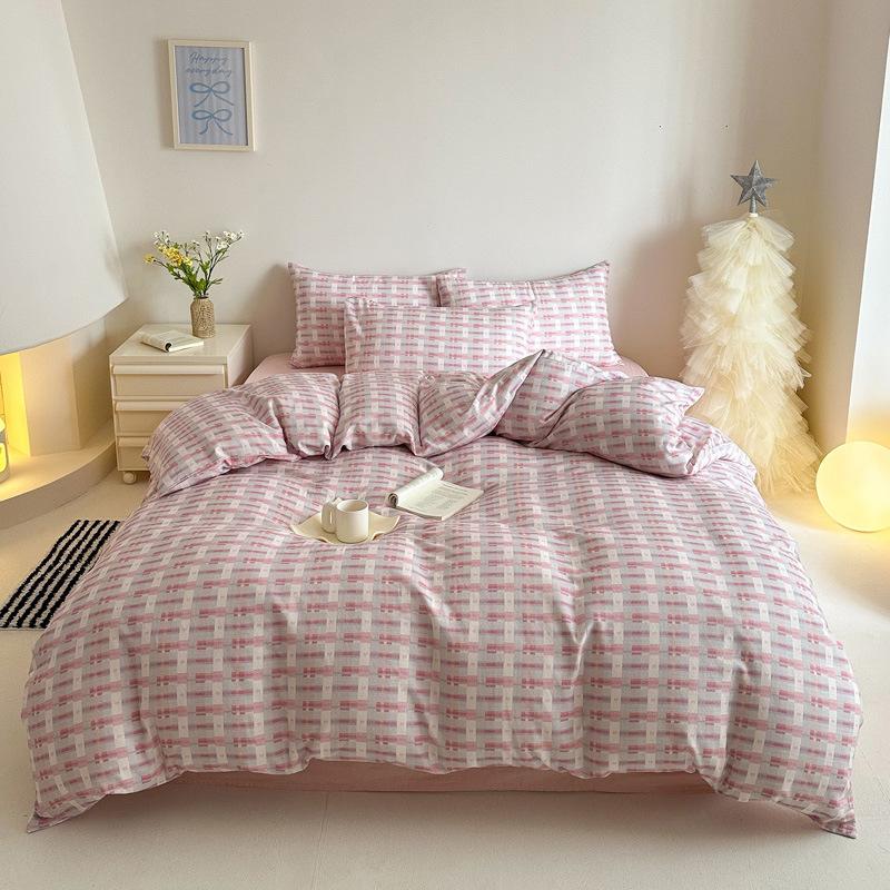 Pastoral Style Class A Maternal Infant Grade Cotton Double-Layer Yarn 4-Pcs Set Dormitory Cotton 3-Pcs Set Bed Sheet Quilt Cover Bedding