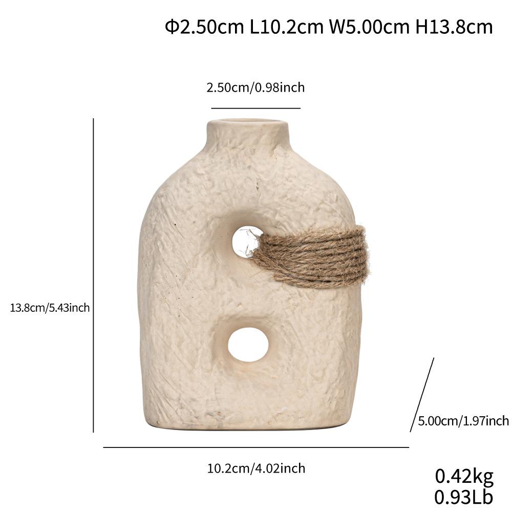 Earth Glaze Small Flower Insert Simple Binding Rope Ceramic Vase Creative Home Decoration Process Ornament