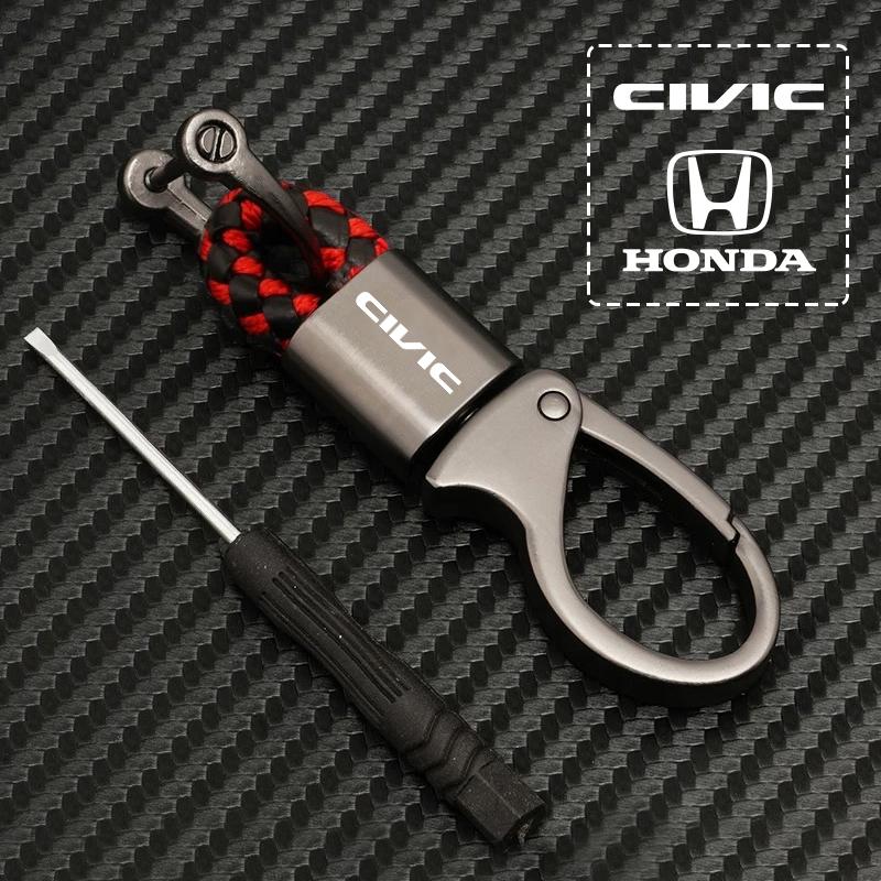 CPK1 Car Logo Key Chain Zinc Alloy Braided Rope Keyring Accessories For Honda Civic Fit Jazz Accord Pilot CRV Odyssey Passport City S