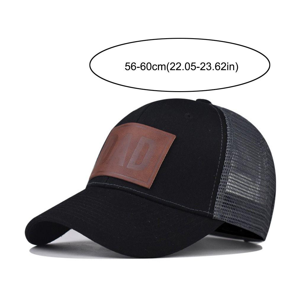 Curved Brim Mesh Trucker Hat DAD Leather Label Snapback Cap Casual Dad Hat Summer Outdoor