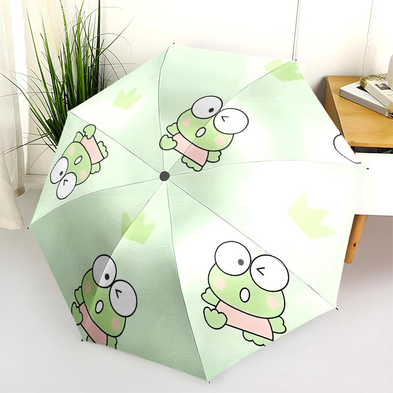 Kerokerokeroppi pattern, automatic folding umbrella, portable and foldable design, 8 ribs, a Christmas or birthday gift.