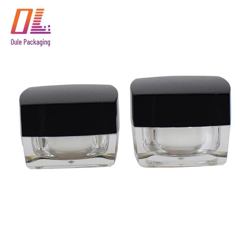 In Stock Square Acrylic Refillable Cosmetic Jars: 5g, 10g, 15g, 20g, 30g for Creams and Lotions