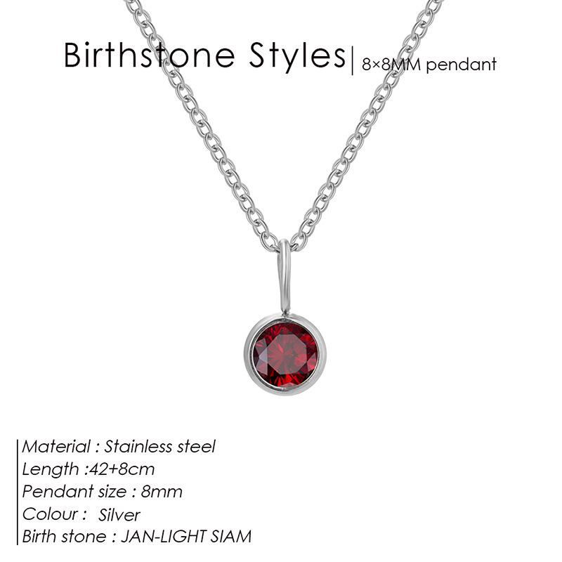 European & American Luxury Colorful Rhinestone Pendant Necklace - December Birthstone Stainless Steel Jewelry