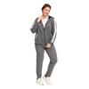 Fierte Women's Large Size Jacket Lm45011 Zipper Closure Seasonal Hood Stripe Detail Double Pocket Long Sleeve Sports Tracksuit Top Anthracite Black