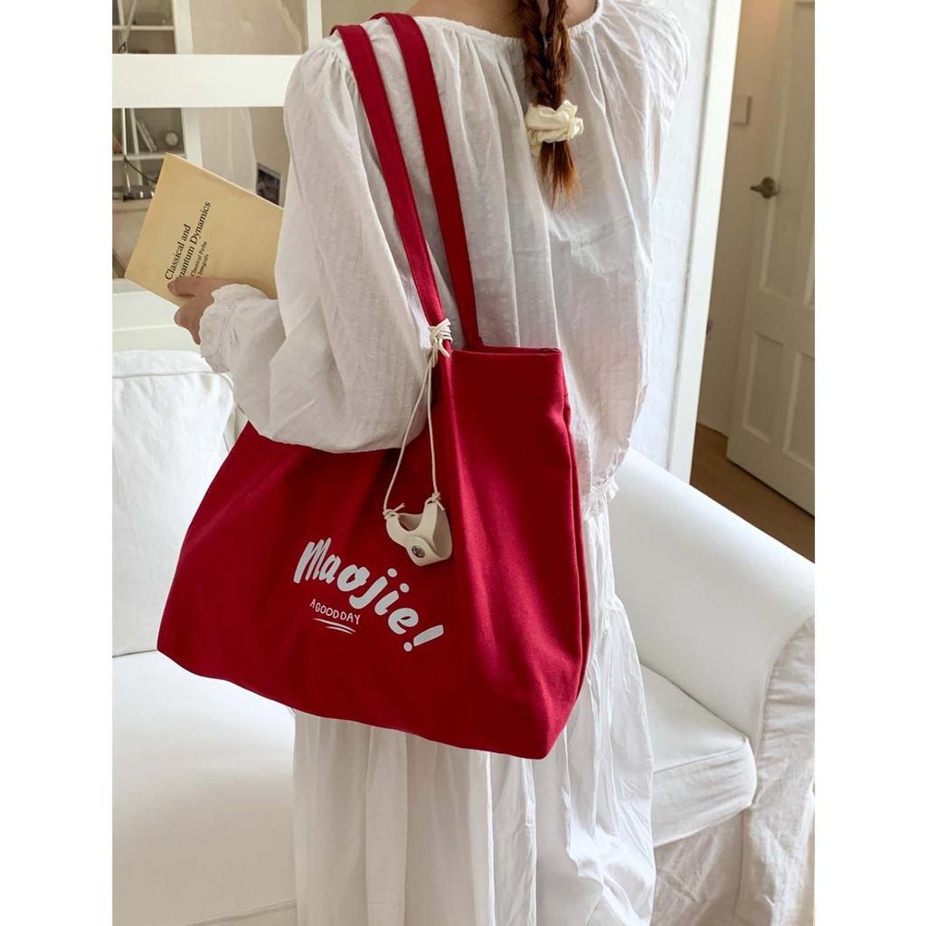 Foreign Trade Original Canvas Bag Female Large Capacity Versatile Simple Single Shoulder Shopping Bag College Student Tote Bag