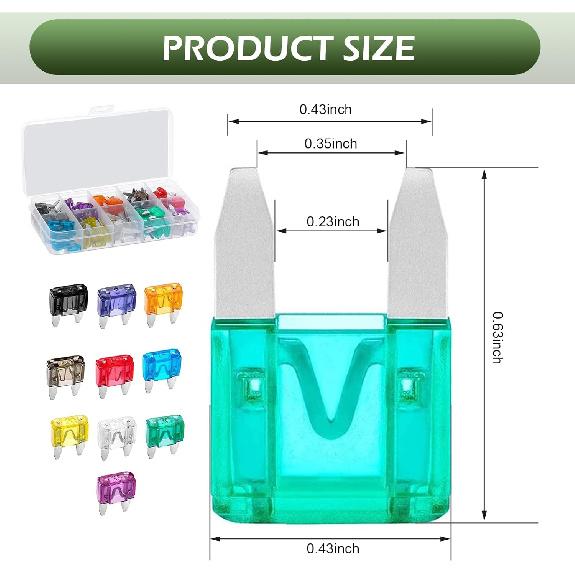 120PCS Car Fuses Assortment Kit, Mini Fuses Automotive Kit, For Auto, Sedan, RV, Motorcycle (2A/3A/5A/7.5A/10A/15A/20A/25A/30A/35A)
