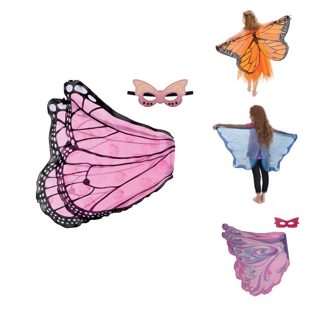 Children Halloween Butterfly Wings Cape Cloak Costume With Mask Unique And Colorful Cosplay Attire