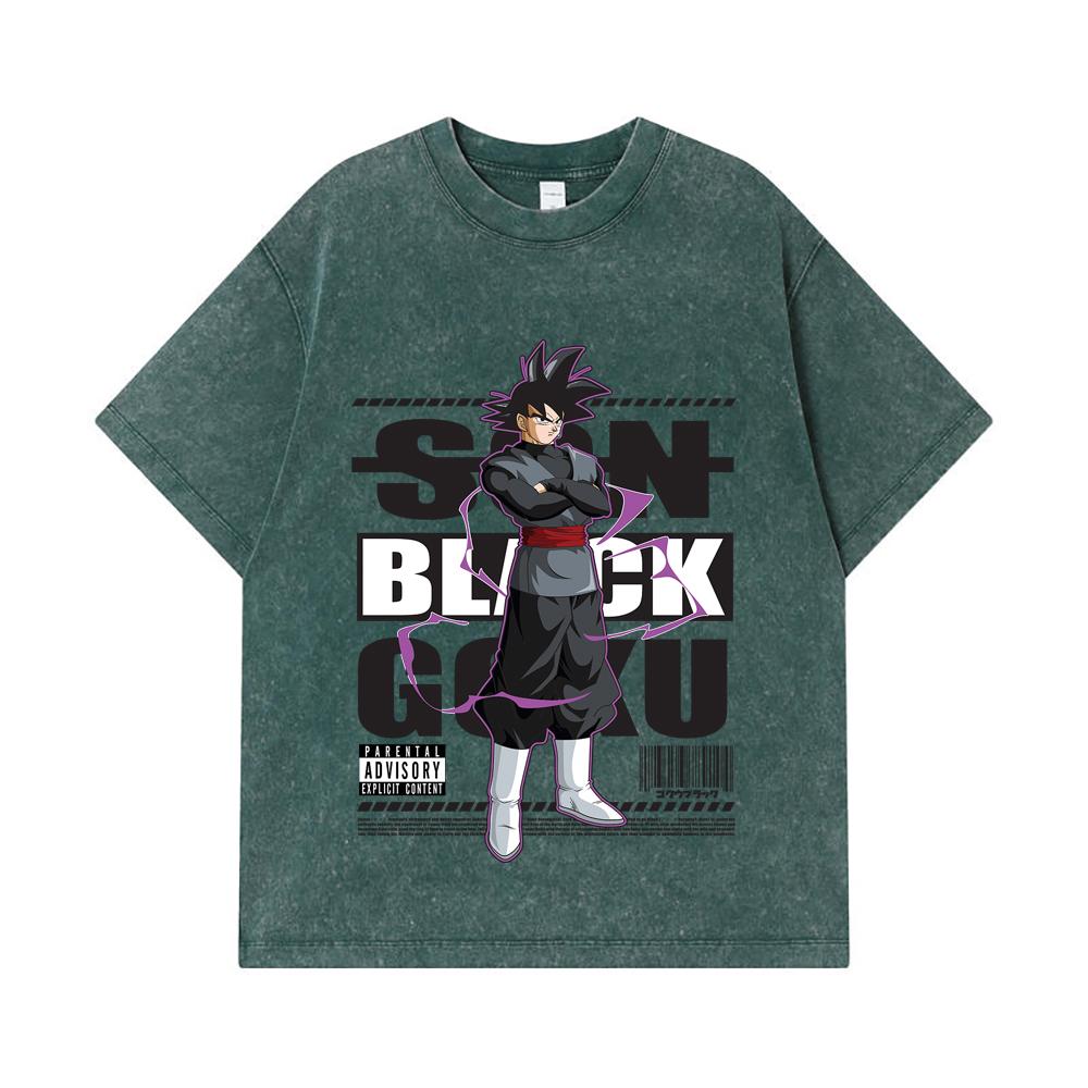275 GSM Washed T-shirts 100% Cotton Dragon Ball V16 Black Goku Print Unisex Heavy Cotton T Shirt
