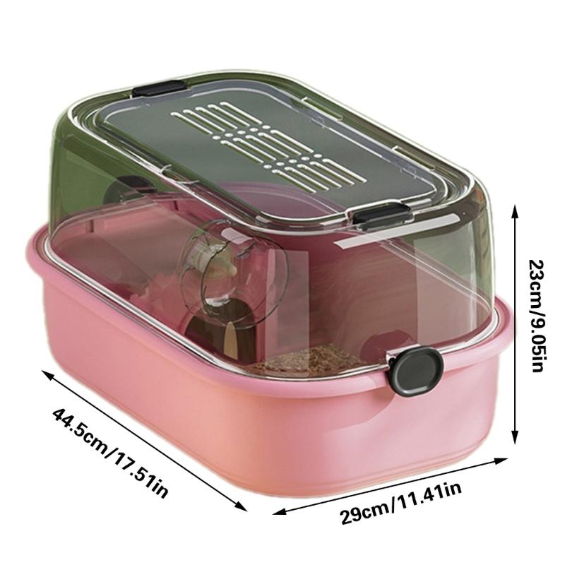 Large Indoor Hamster Habitat Cage with Ventilated Clear Cover Pet Villa Playgrounds for Small Animal Pet Supply 6XDE