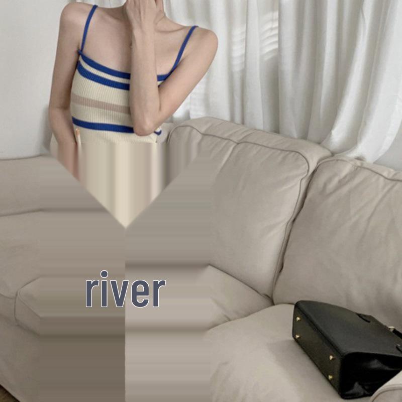 Striped Knit Tank Dress: Summer Waist-Hugging Mid-Length Sleeveless Dress for Women.