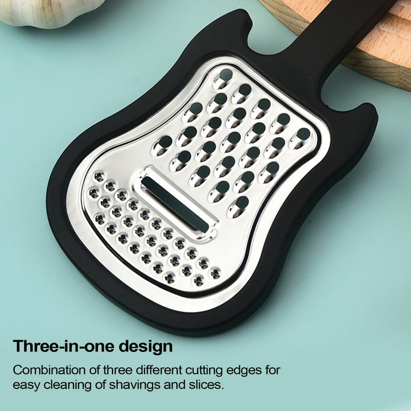 Handheld Fruit Grater Stainless Guitar Shape Metal Cheese Grater Comfortable Grip Kitchen Grater Fruit Pulp Crusher Gadgets