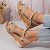 Fashion Woven Ankle Strap Wedge Heels Sandals Woman Fashion Braided Platform Rome Shoes Women Summer 2025 Thick Bottom Beach Sandalias