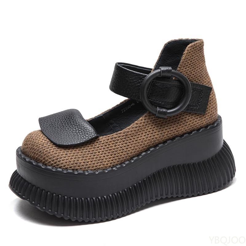Fashion Summer New Women's Shoes Thick soled Slope Heel Sandals Fashionable Retro Simple Comfortable Height Increasing Women's Shoes