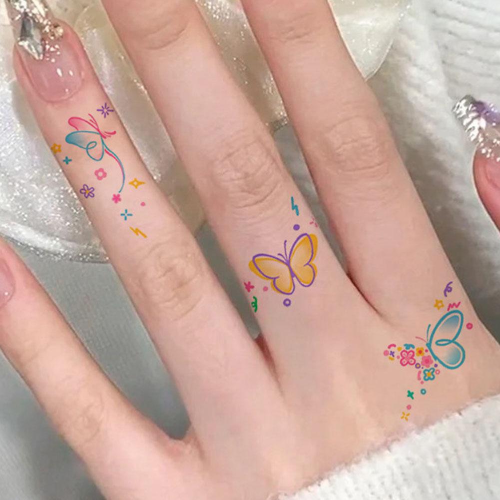 Small Pattern Simple Butterfly Flowers Color Tattoo Back Girls Lasting Tattoo Stickers Waterpro X7M8