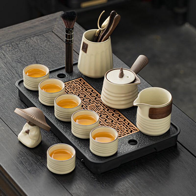ZISIZ Beige Ru Kiln Kung Fu Tea Set