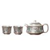 Japanese Style Gold & Silver Inlay Portable Tea Set