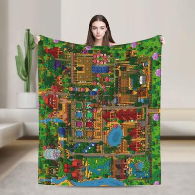 Stardew Valley Map Animals Soft Warm Blanket Travel Plush Throw Blanket Funny Living Room Flannel Bedspread Sofa Bed Cover