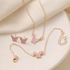 4 Piece Women Fashionable And Elegant Butterfly Pendants Forest Style Earrings Collarbone Chains Bracelets Temperament Set
