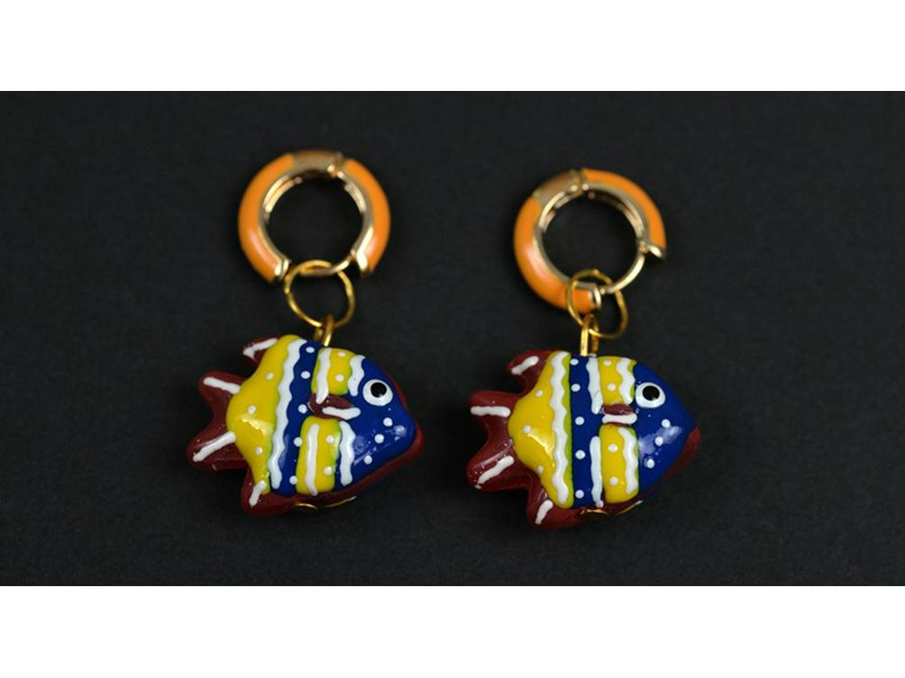 Bunte Cartoon Fisch Glasanhänger Ohrringe - Niedlicher & Einzigartiger Anhänger