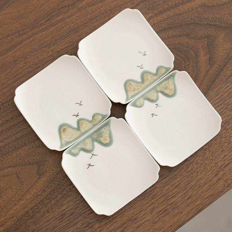 Zen Square Ceramic Coaster Tea Cup Holder Heat Insulation Pad Vintage Tea Set AccessoriesHome Use for Tea Ceremony Kitchen Table