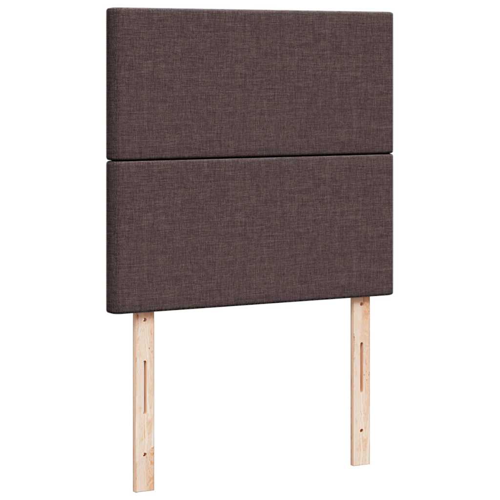 Enjoy Restful Nights with This Ottoman Bed with Mattress and LEDs In Dark Brown 100 X 200 Cm Fabric