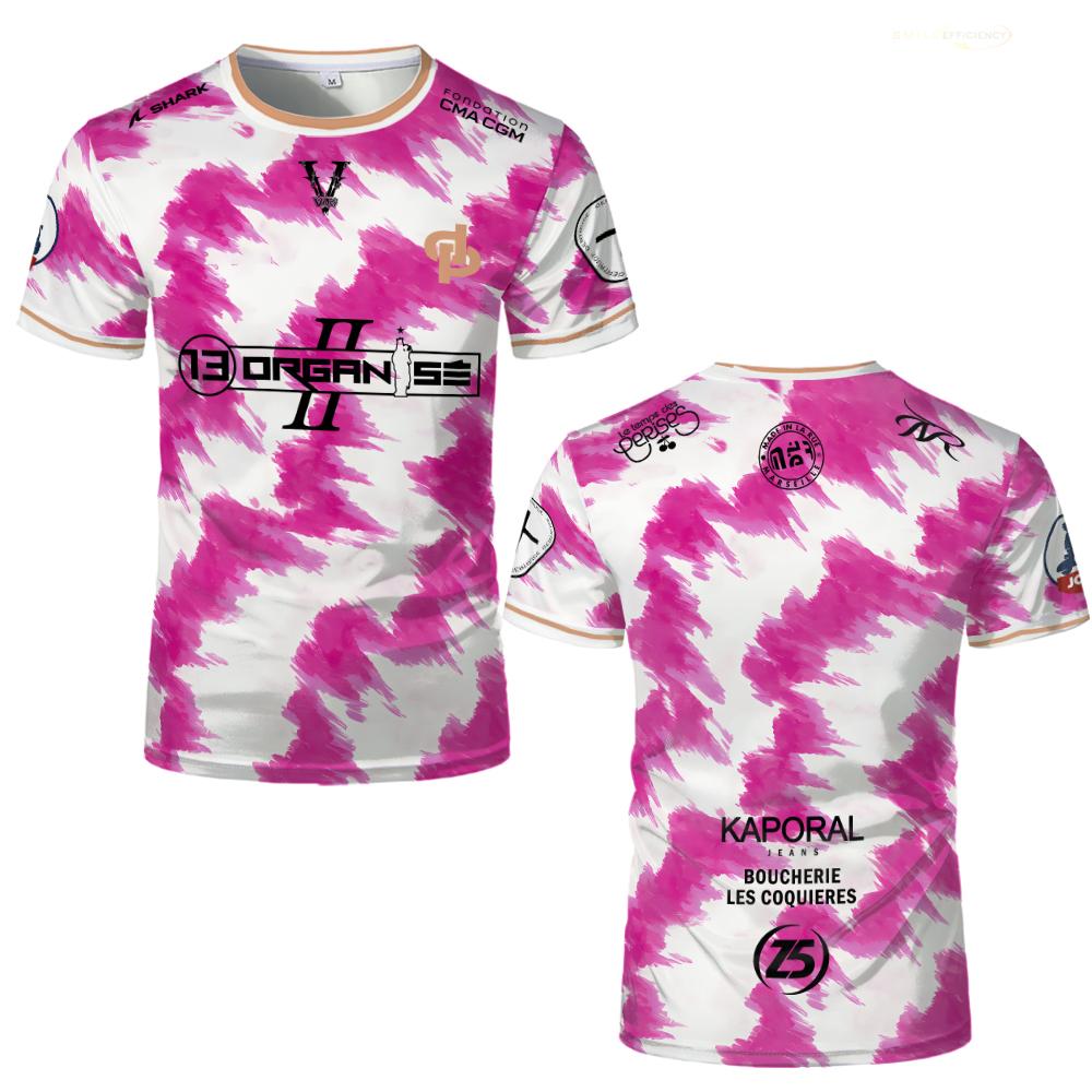 Camiseta con Estampado Integral de Rap JUL Marsella 13 Organiza Hip Hop Fútbol Camiseta de Entrenamiento Unisex Streetwear Personalizado