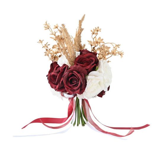 Bröllopsbuketter för Brud Brudtärna Konstgjord Fusk Silke Ros Blomma Brudbukett för Bröllop Bal Ceremoni Hemkomst Jubileum Dekor