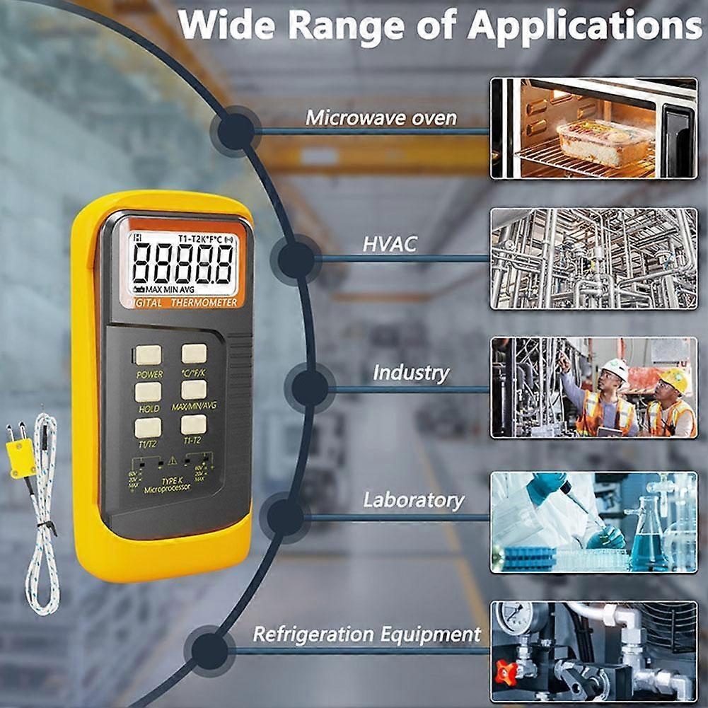 Digital High Temperature Dual Channel Metal Thermometer