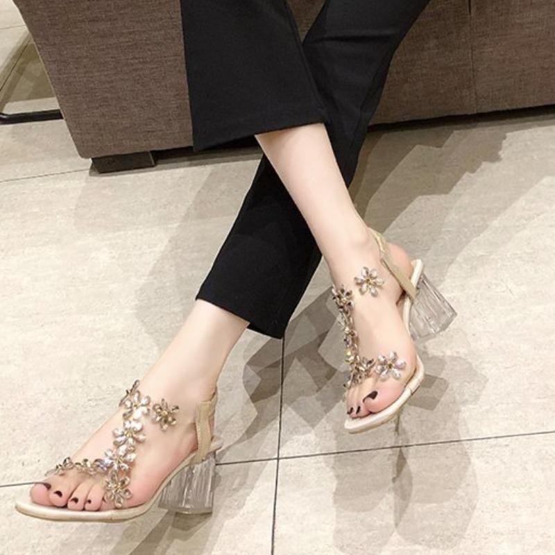 2024 Women's Summer New Luxury Diamond Designer Women's Sandals Outdoor Leisure Comfortable Party Dress Women's High Heels Large