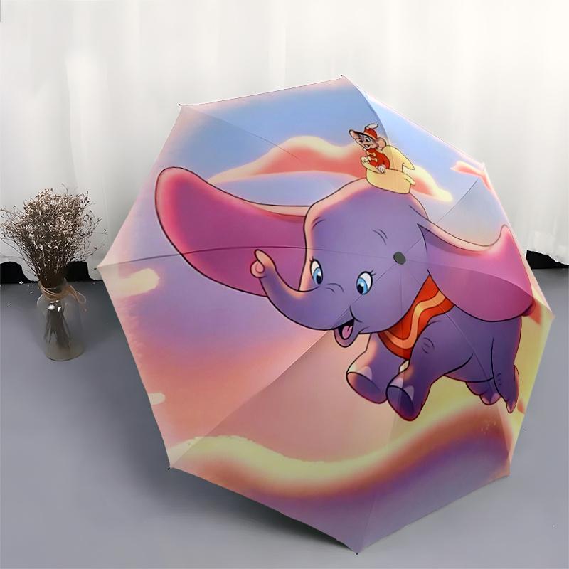 1pc Dumbo Soars High Automatic Folding Umbrella - 3 Folding Design, Vivid Cartoon Pattern, Suitable for Outdoor Activities, A Gift for Fans