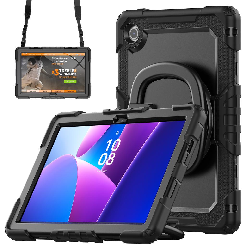 For Lenovo Tab 10.1 (2025) TB-311XU/Tab TB311FU Kickstand Case PC+Silicone Tablet Cover with Shoulder Strap