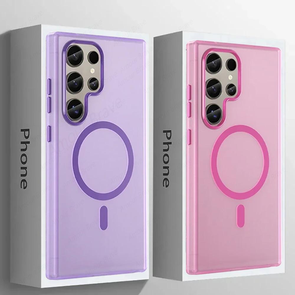 Pro Magsafe Matný Bonbónový Průsvitný Kryt na Telefon Pro Samsung Galaxy S25 S24 Ultra S23 Plus FE Nárazuvzdorný Kryt pro Bezdrátové Nabíjení