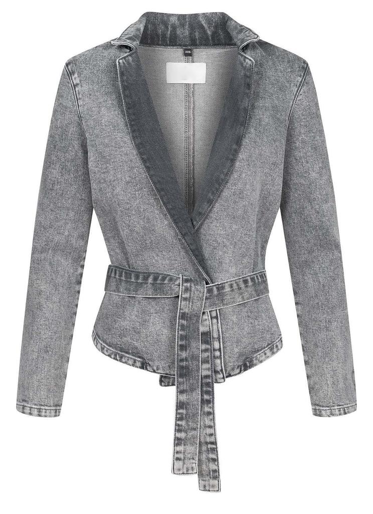 Women's Trendy Street Fashion Slim Fit Denim Suit Jacket Set