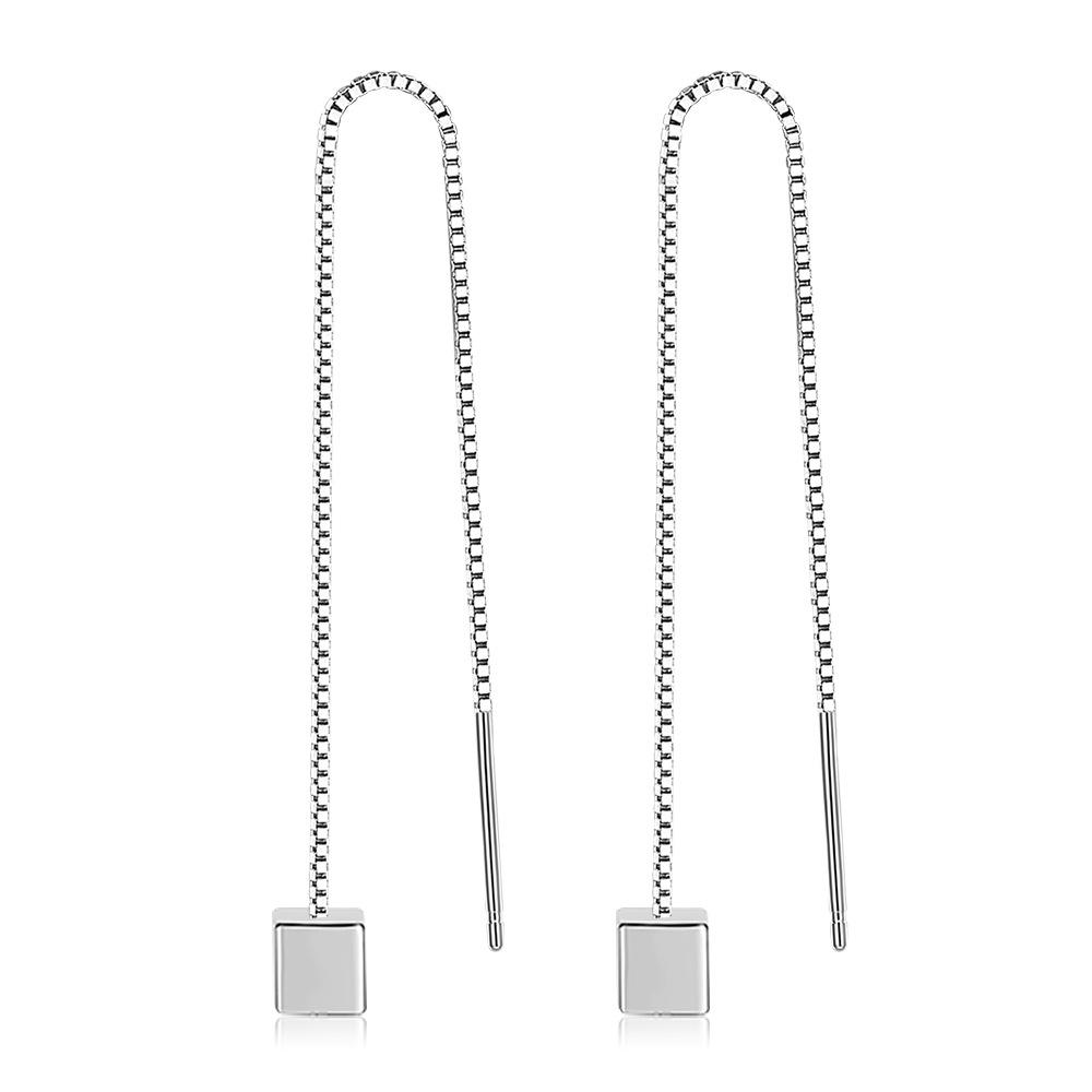 

Простые темпераментные геометрические квадратные серьги-гвоздики, длинные модные маленькие свежие серьги-гвоздики с бахромой