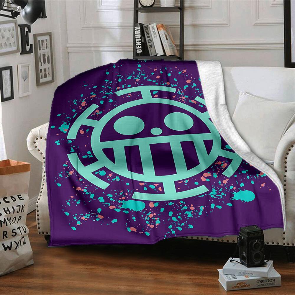 1pc ONE PIECE Flannel Throw Blanket HD Printed Lightweight Soft Warm All Season Blanket for Sofa, Bed, Travel, Camping Machine Washable