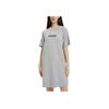 Letter Number Round Neck Pullover Mid-Length Raglan Short Sleeve Dress Women Dress Coconut-Gray QS6800-P7A