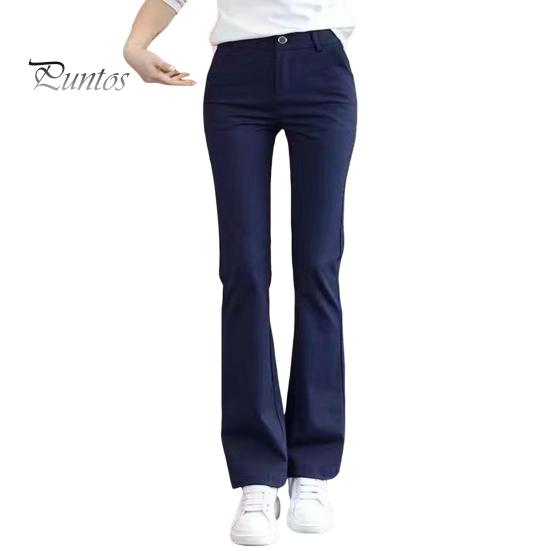 Women Suit Pants High Waist Button Zipper Fly Office Lady Trousers with Pockets Solid Color Slim Fit Straight Leg Trousers